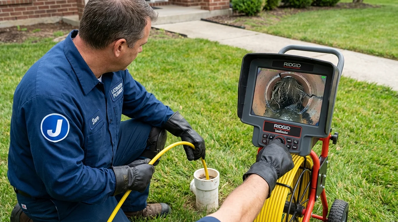 Sewer camera inspection being performed by Johns Plumbing LLC in Dickinson